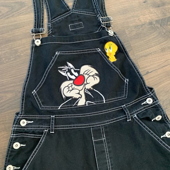 Looney Tunes Tweety Black Overalls Vintage 2000 Women’s Size Medium - Picture 2 of 6